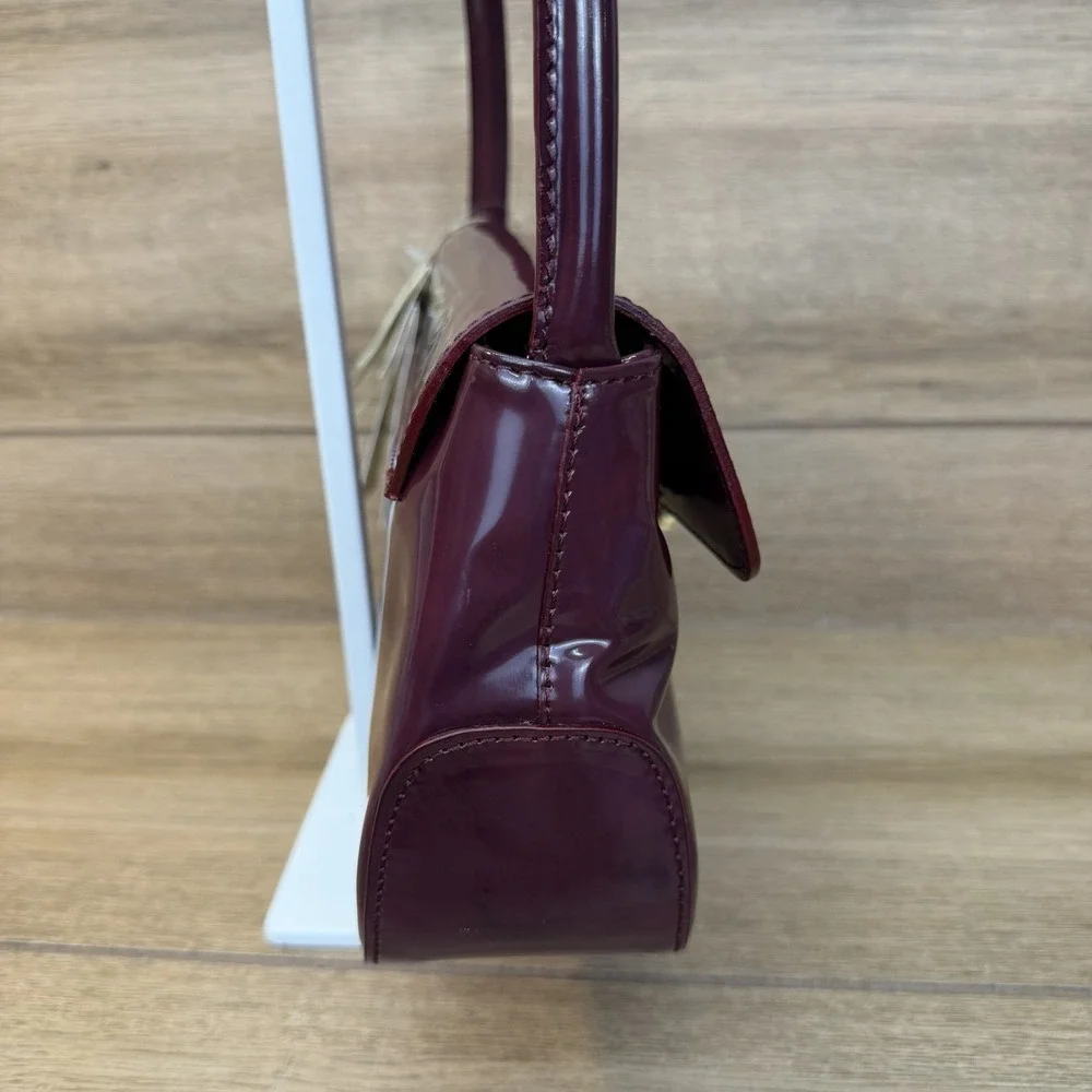 Pratesi Barchetta Italian Leather Shoulder Bag Chianti Burgundy Gold Hardware